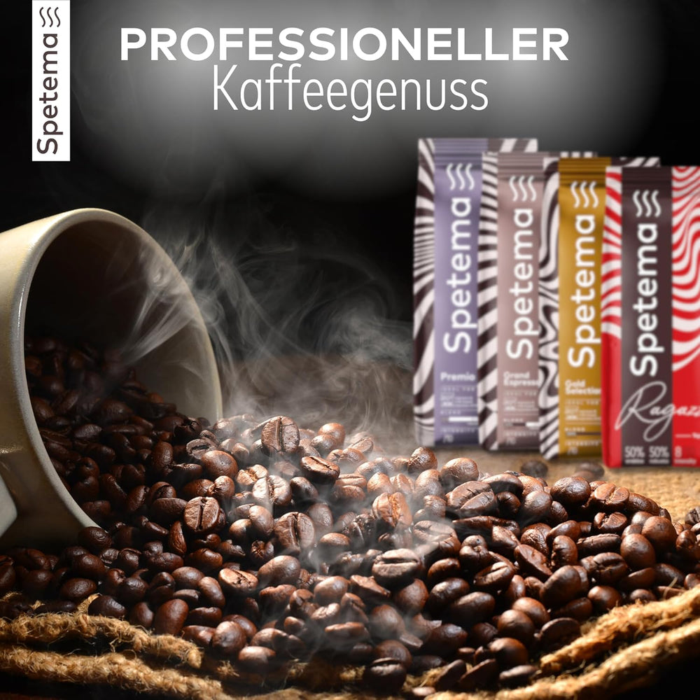 Barre à expresso Spetema Kaffeebohnen Ragazzi - 50 % Arabica et 50 % Robusta, intensité 8/10, Mittlere Röstung, Zartes Aroma & Dichtes Geschmackserlebnis, 1 kg.