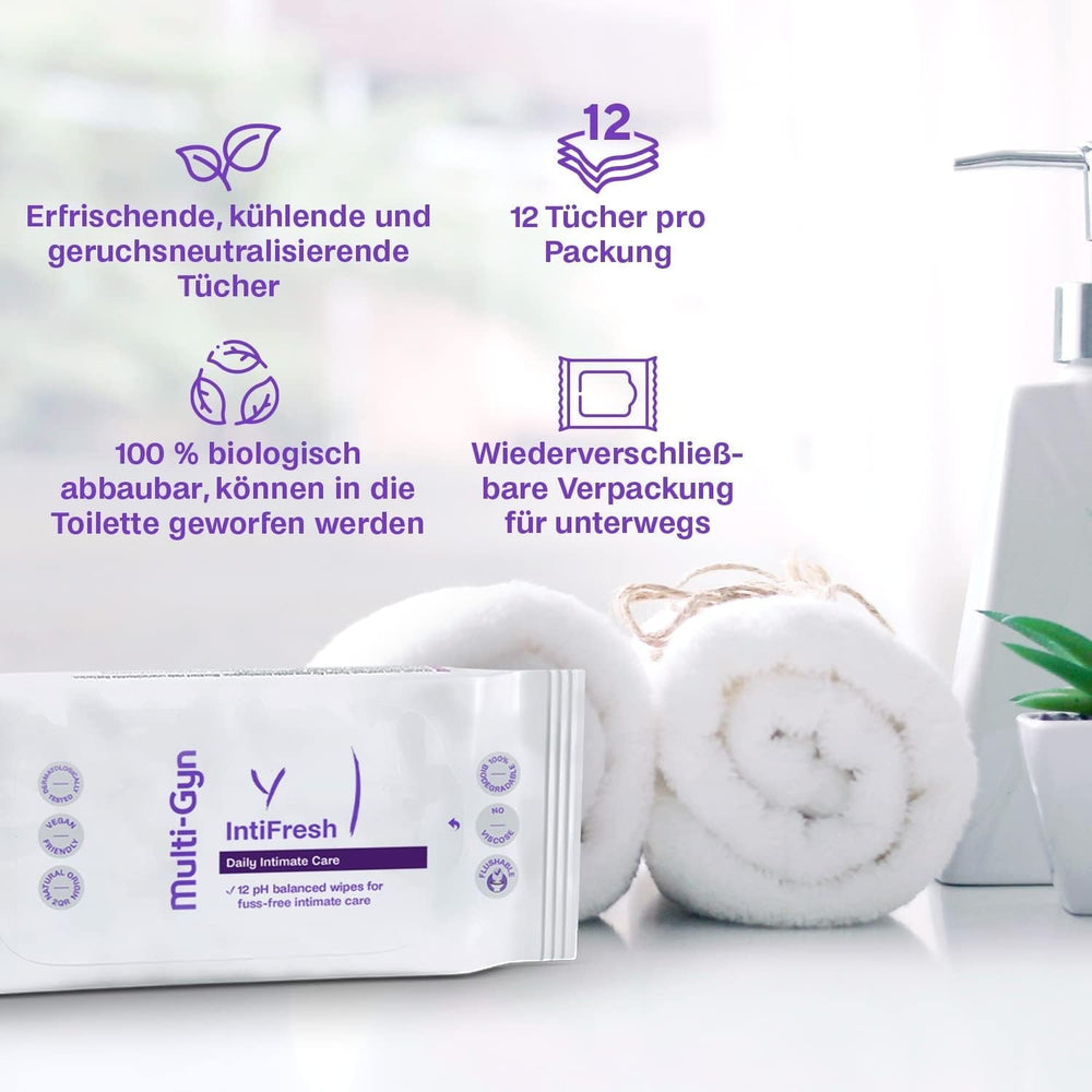 Multi-Gyn Intifresh, lingettes intimes à usage externe, 12 lingettes humides