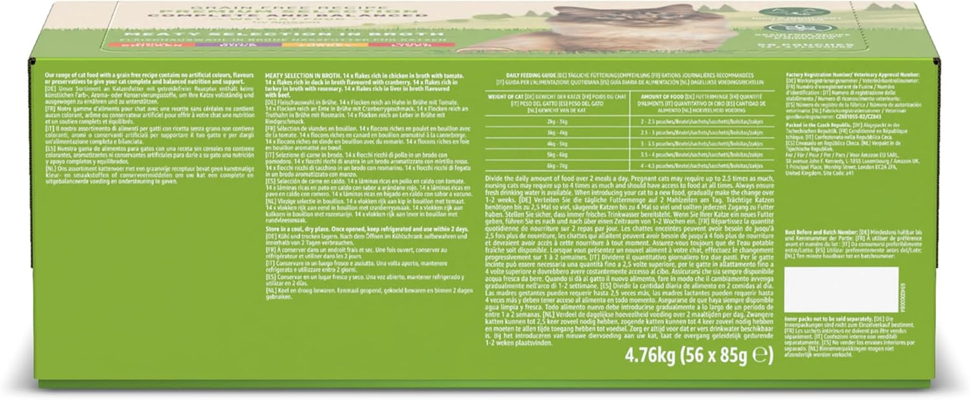 Amazon Nourriture humide sans céréales pour chats adultes Sélection de viande en gelée 4,76 kg 56 paquets de 85 g (anciennement Lifelong)