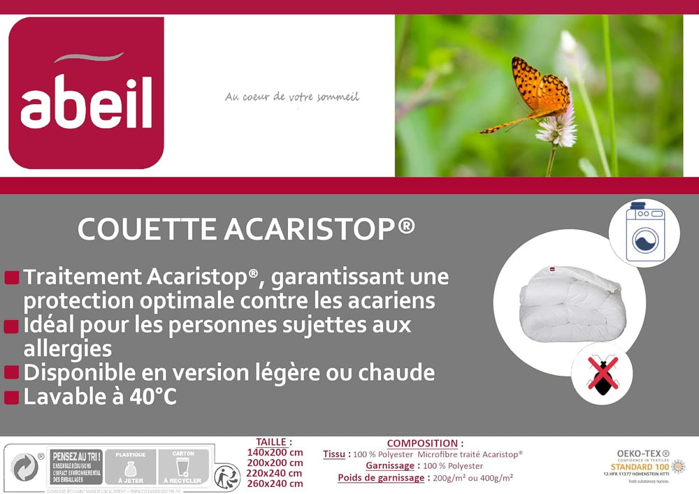 Housse de couette Acaristop Anti-acariens et antibactérienne, blanc, 240 X 260 cm Couettes et couettes Naty Shop