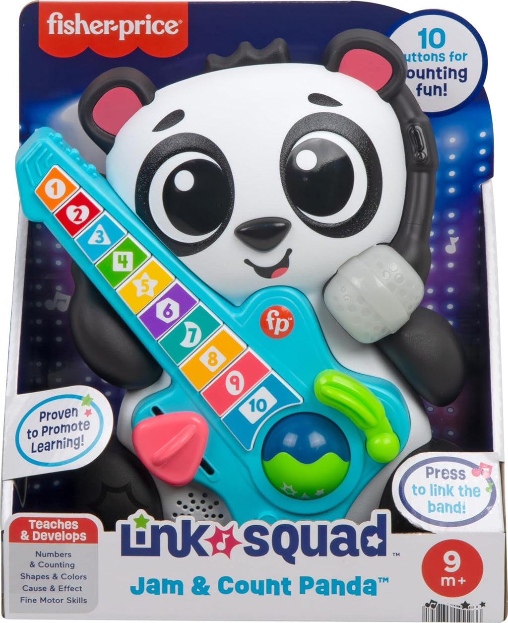 Jucării Fisher-Price Sync Squad Panda, numere pentru bebeluși și copii mici cu muzică și lumini interactive, de la 9 luni, versiune franceză, HYK95 Jucarii Bebe Naty Shop