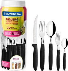 Tramontina Ipanema set de couverts pour 6 personnes, set de 30 pièces, cuisine inox Naty Shop Noir