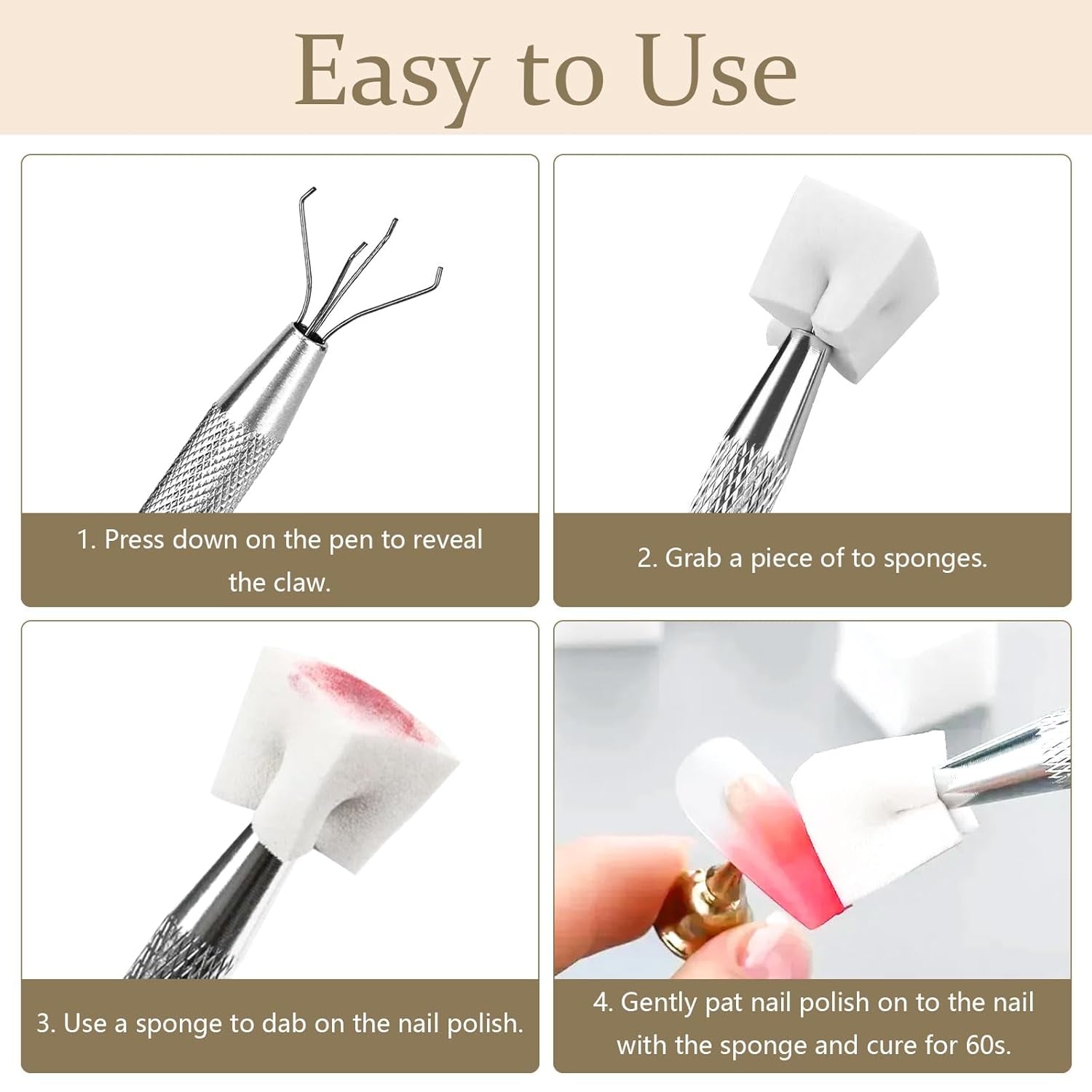 250 pièces Nail Art Schwamm Mit Metallgreifer Éponge Ombre Pinsel Nailart Nageldesign Zubehör Nagelstudio Zubehör Für DIY Babyboomer Effekte Ombre Gradient Nageldesign