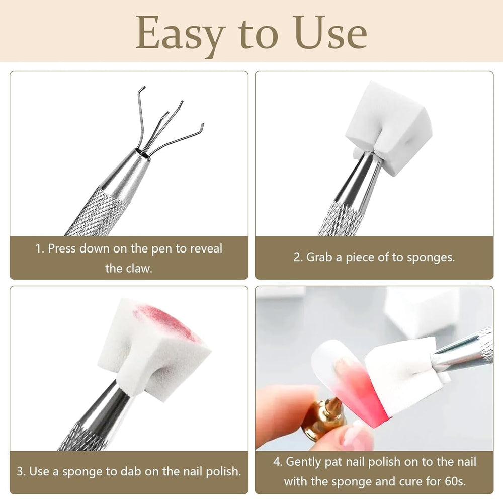 250 pièces Nail Art Schwamm Mit Metallgreifer Éponge Ombre Pinsel Nailart Nageldesign Zubehör Nagelstudio Zubehör Für DIY Babyboomer Effekte Ombre Gradient Nageldesign