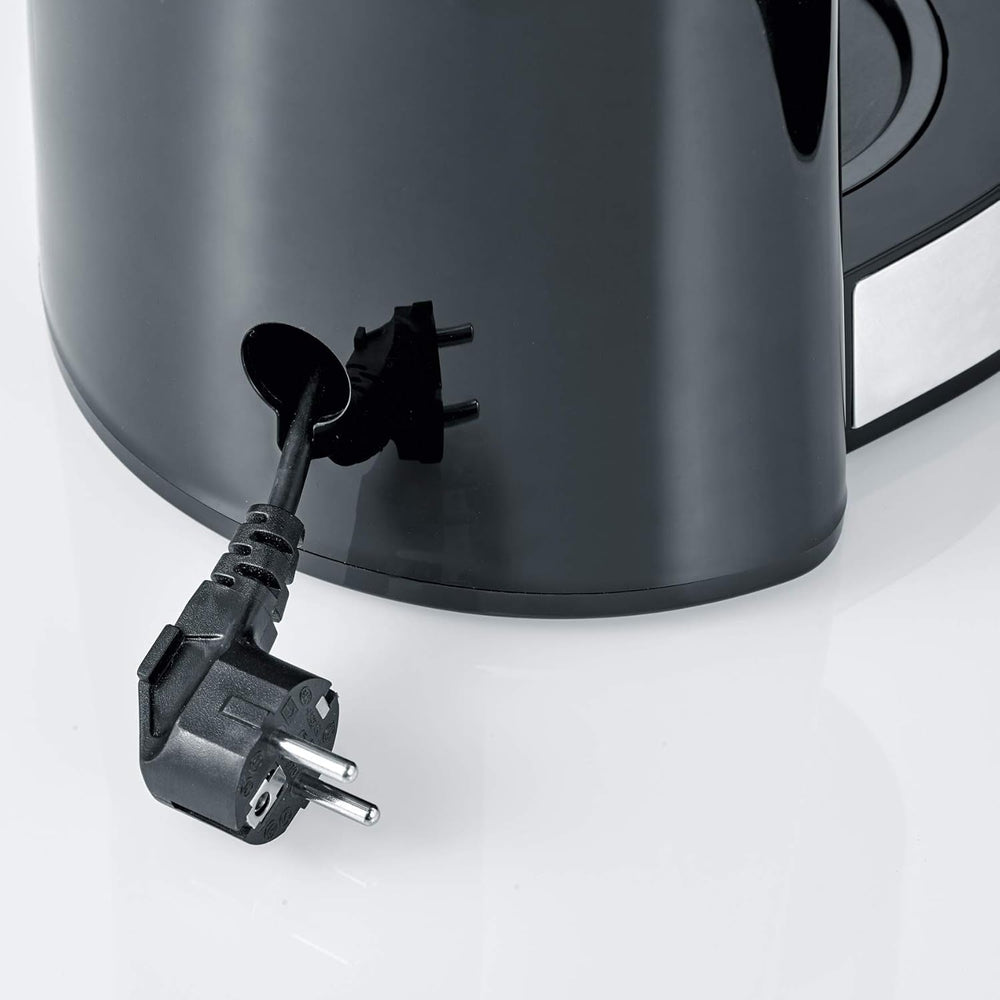 Machine à expresso SEVERIN "TypeSwitch" avec carafe en verre et minuterie, AromaSwitch pour choisir 2 options de préparation, horloge numérique avec fonction minuterie, pour jusqu'à 10 tasses, 1000W, acier inoxydable brossé-noir, KA 4826