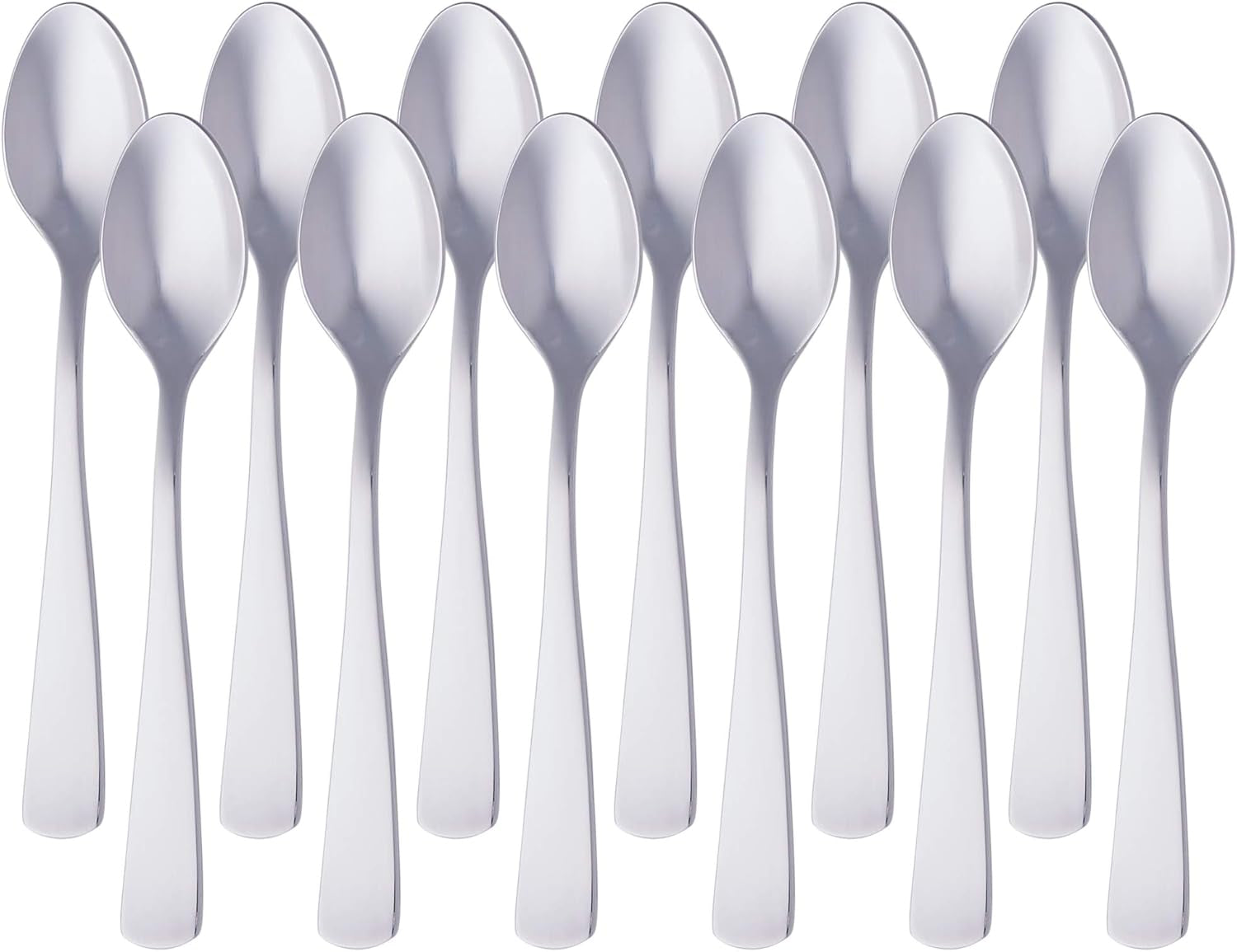 Cuillère à café en acier inoxydable, conception à bord rond, paquet de 12, argent Naty Shop cuisine modèle unique droit