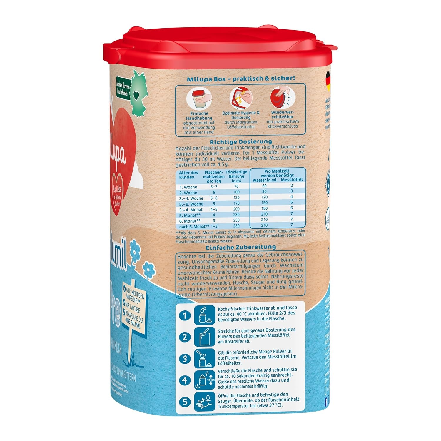 Milumil Milupa Lait en poudre pour bébé, le premier lait depuis la naissance, 800 g