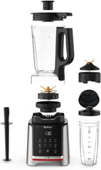 Tefal Infinymix Hochgeschwindigkeits-Standmixer, 5 Auto-Programme + Manuale Einstellung, 2.6-L-Tritan-Behälter, Inkl. Reisebecher/Stampfer/Rezeptheft 600 ml, argent, BL91HD31 mère et enfant Naty Shop