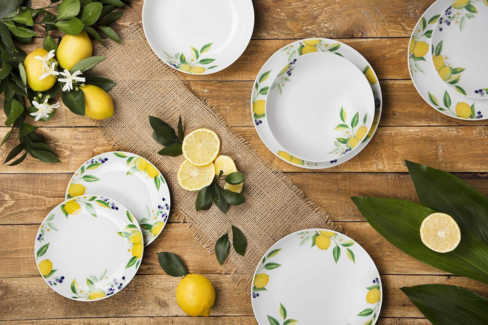 Excelsa Lemon service de table, 18 pièces, porcelaine, blanc/citron