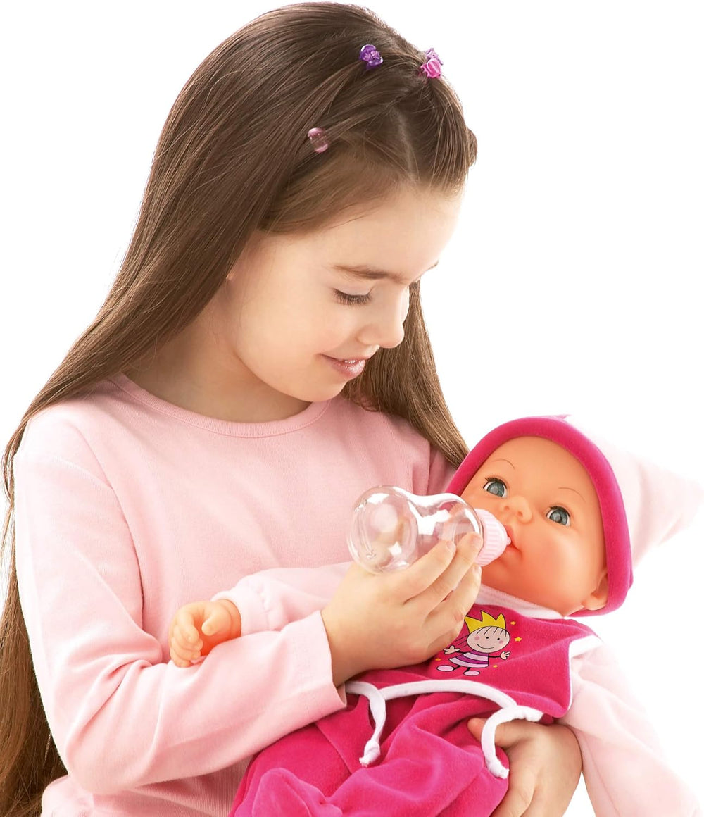 Funktionspuppe Hello Baby mit Geräuschen, bewegt den Mund, poupée interactive, Babypuppe, avec accessoires, 46 cm, rose