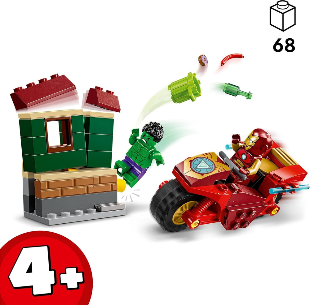 LEGO Marvel Iron Man avec vélo et Hulk, jouet de construction de super-héros pour enfants, ensemble de collection avec vélo et figurines, cadeau pour filles et garçons de 4 ans 76287 Jeux de construction Besuche den LEGO-Store