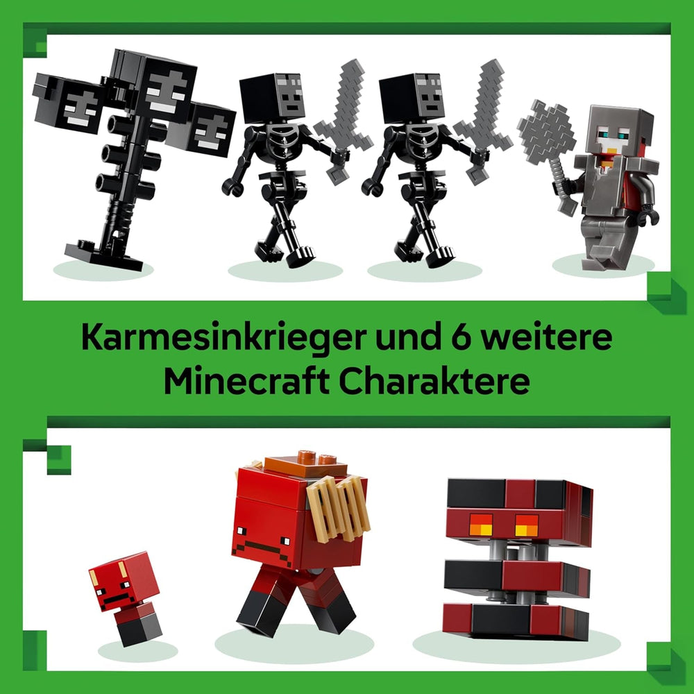 LEGO Minecraft Duell mit dem Wither - Geschenk für Junge Gamer - Merchandising für Fans - Minecraft - Bauset mit vielen Kreaturen und Werkbank für Jungen und Mädchen ab 8 Jahren - 21590