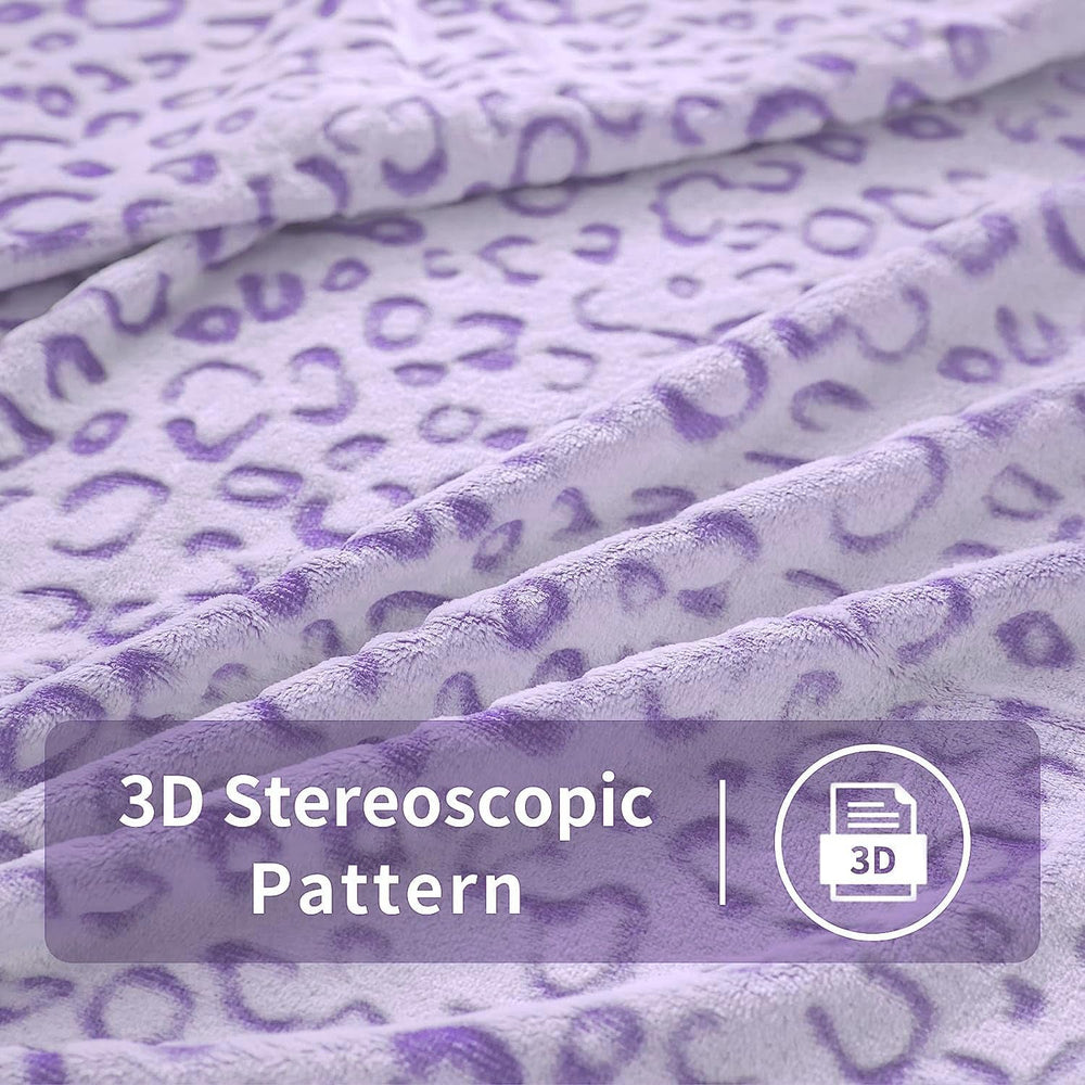 Plaid polaire flanelle FY FIBER HOUSE, couverture microfibre imprimé guépard 3D, 228 X 274 cm, violet Couettes et couettes Naty Shop