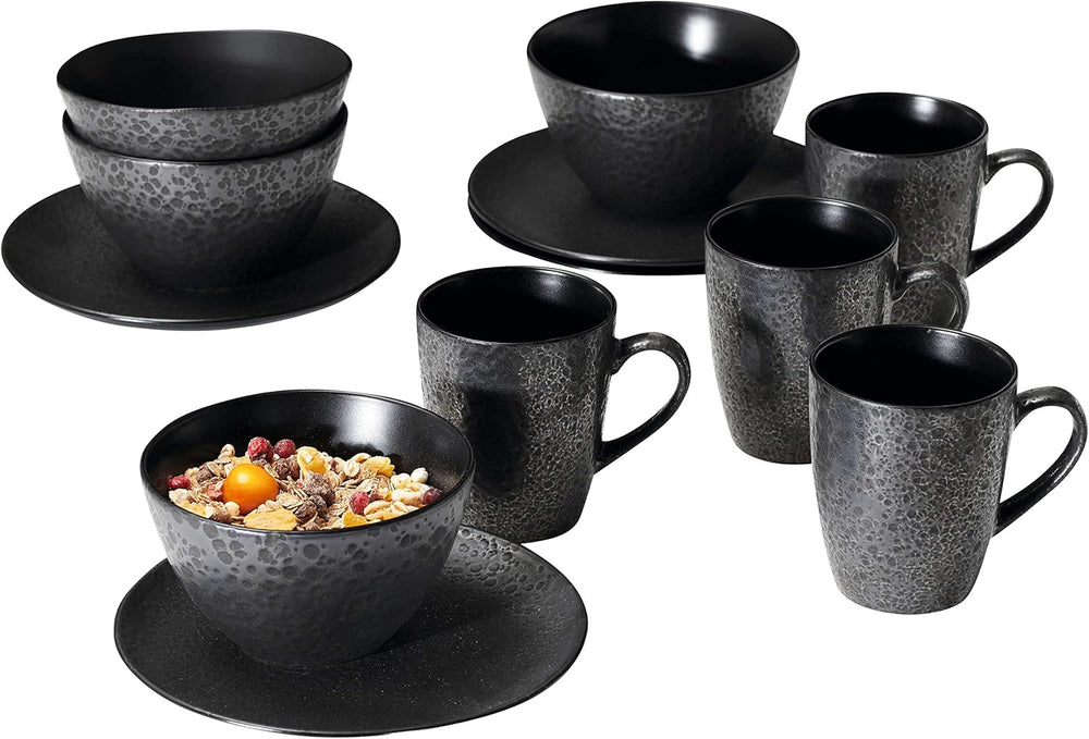 Ritzenhoff & Breker Kitwe Service de petit-déjeuner 12 pièces Noir