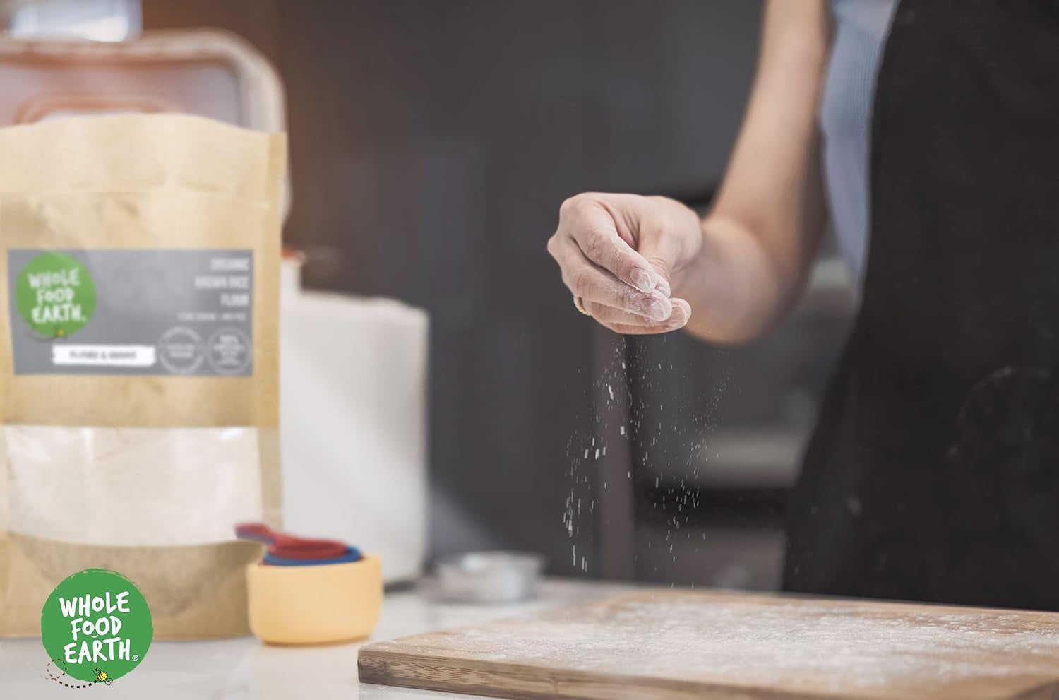 Farine de riz brun biologique Wholefood Earth – 3 kg | Sol en pierre | Sans OGM | Certifié biologique