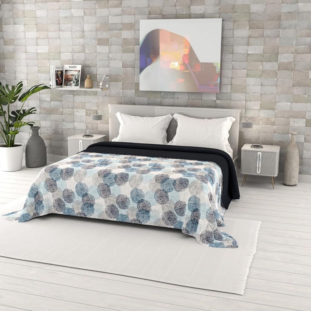 Couette d'été imprimée fantaisie, garnissage polyester, Pétales, 260X270Cm Couettes et quilts Naty Shop Soffioni Blu 260X270Cm