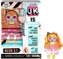 Mdr Surprise ! 570776E7CAZ Mini poupée mannequin JK - 15 surprises, vêtements et accessoires - Objets de collection - Neon QT