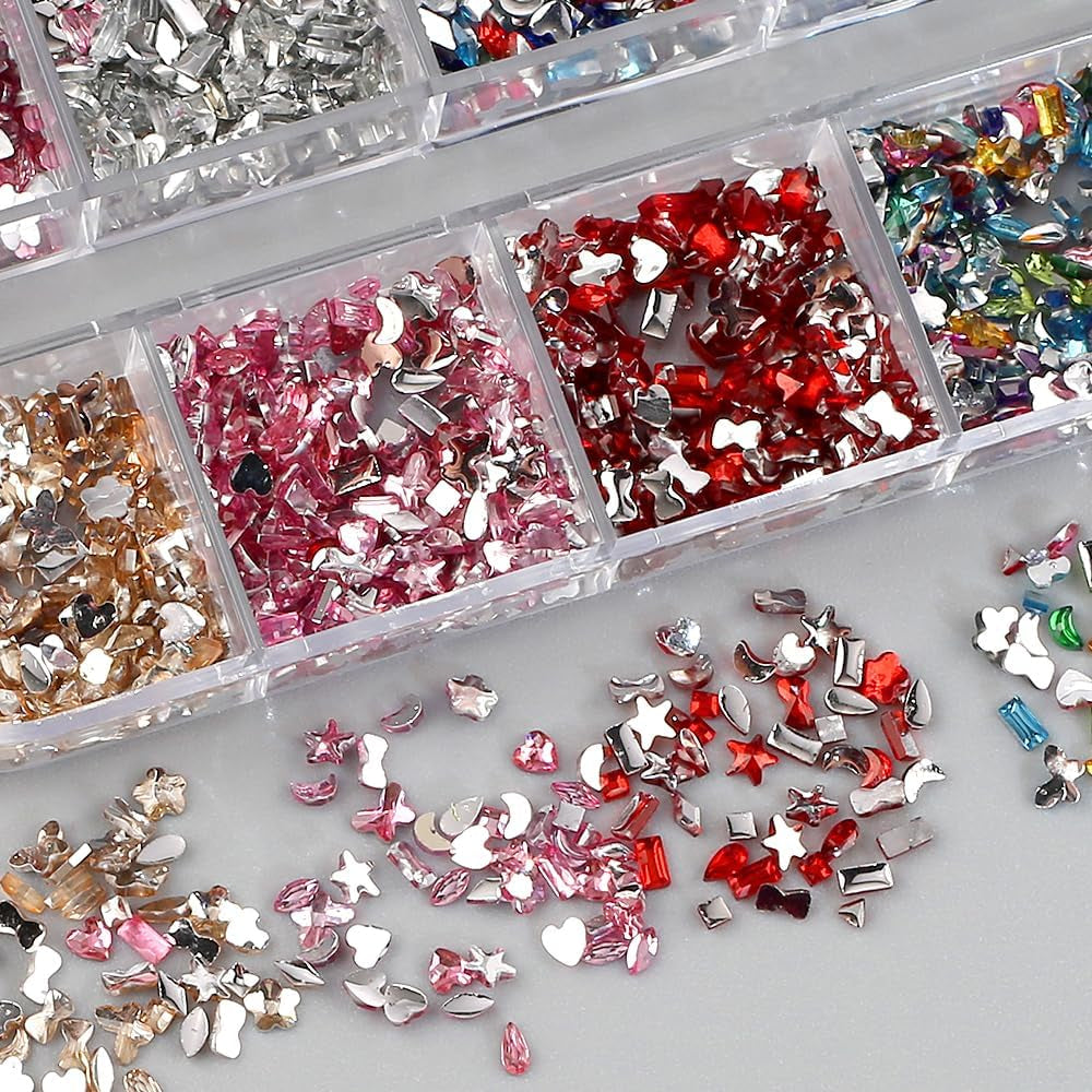 2000Pcs Bunte Strasssteine ​​​​Nägel Glitzersteine ​​​​Nagel Charms Nailart Edelsteine ​​​​Nagel Steine ​​​​Glitzer Steine ​​​​Nagel Charms Nägel Zubehör Kristalle Diamant Nageldesign Strass Nail Art Strass Nail Gems