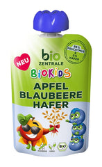 Biozentrale Biokids Purée de fruits pommes myrtilles avoine | 12X90G | Snack végétalien aux fruits et à l'avoine | Sans sucre cristallisé ajouté Mère et Enfant Naty Shop
