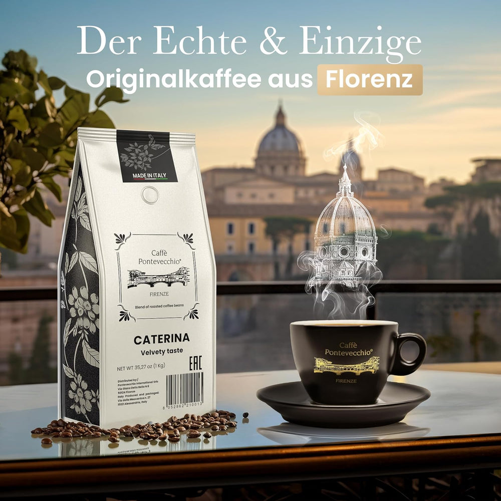Machines à café 1 kg – Boîtes à café Arabica Robusta – Café en grains avec arômes de fruits et de arômes – Weich et Ausgewegung – Pour expresso Moka Vollaautomat – CAFFÈ PONTEVECCHIO FIRENZE