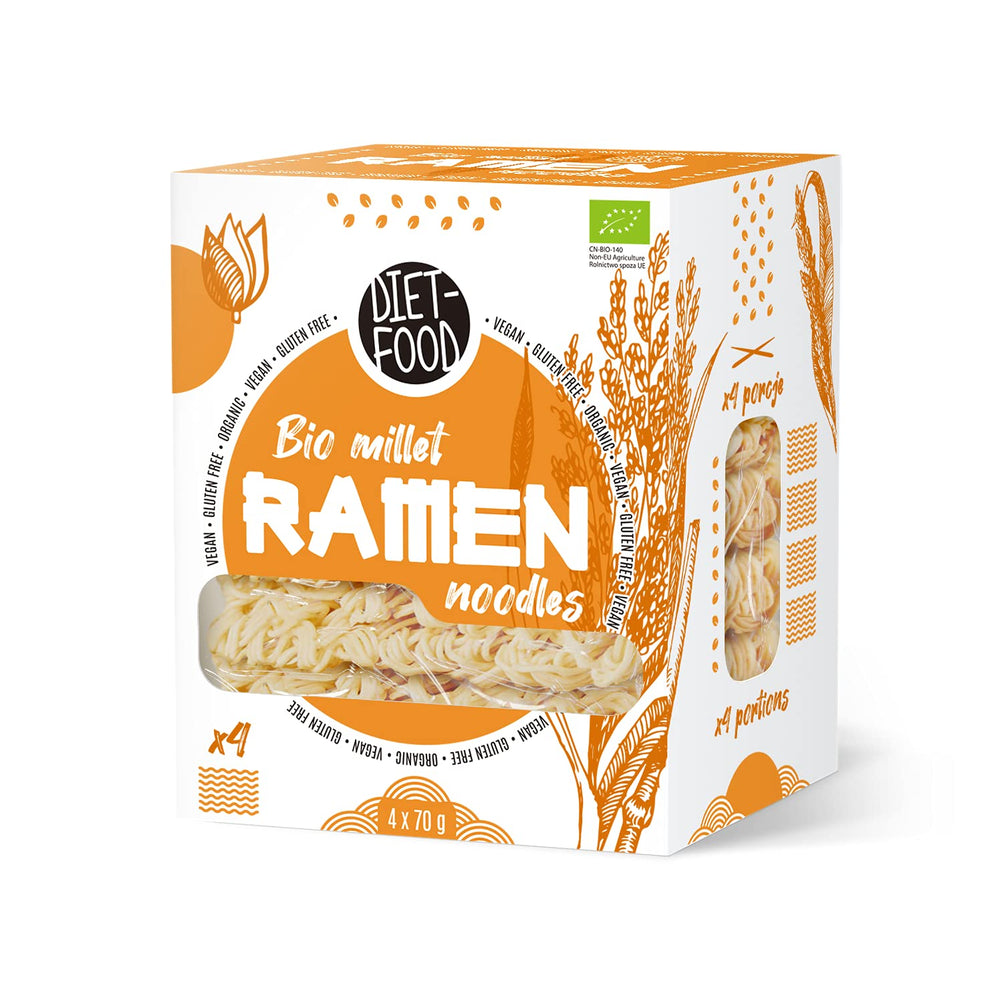 DIET-FOOD Nouilles ramen au sarrasin biologiques, aliments végétariens et végétaliens, sans gras, sans soja, sans gluten, nouilles diététiques solubles dans l'eau, faibles en calories, 280 g