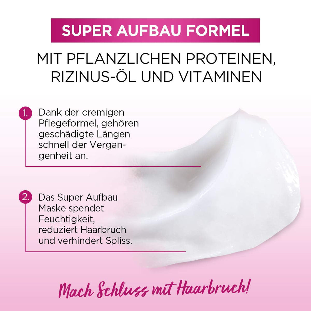 L'Oréal Paris Masque Capillaire Anti Fourches Elvital pour cheveux longs et abîmés, Soin à rinçage intensif, Aux vitamines végétales et à l'huile de ricin, Masque Super Constructeur Dream Longueur, 1 x 300 ml Naty Shop Masque Capillaire