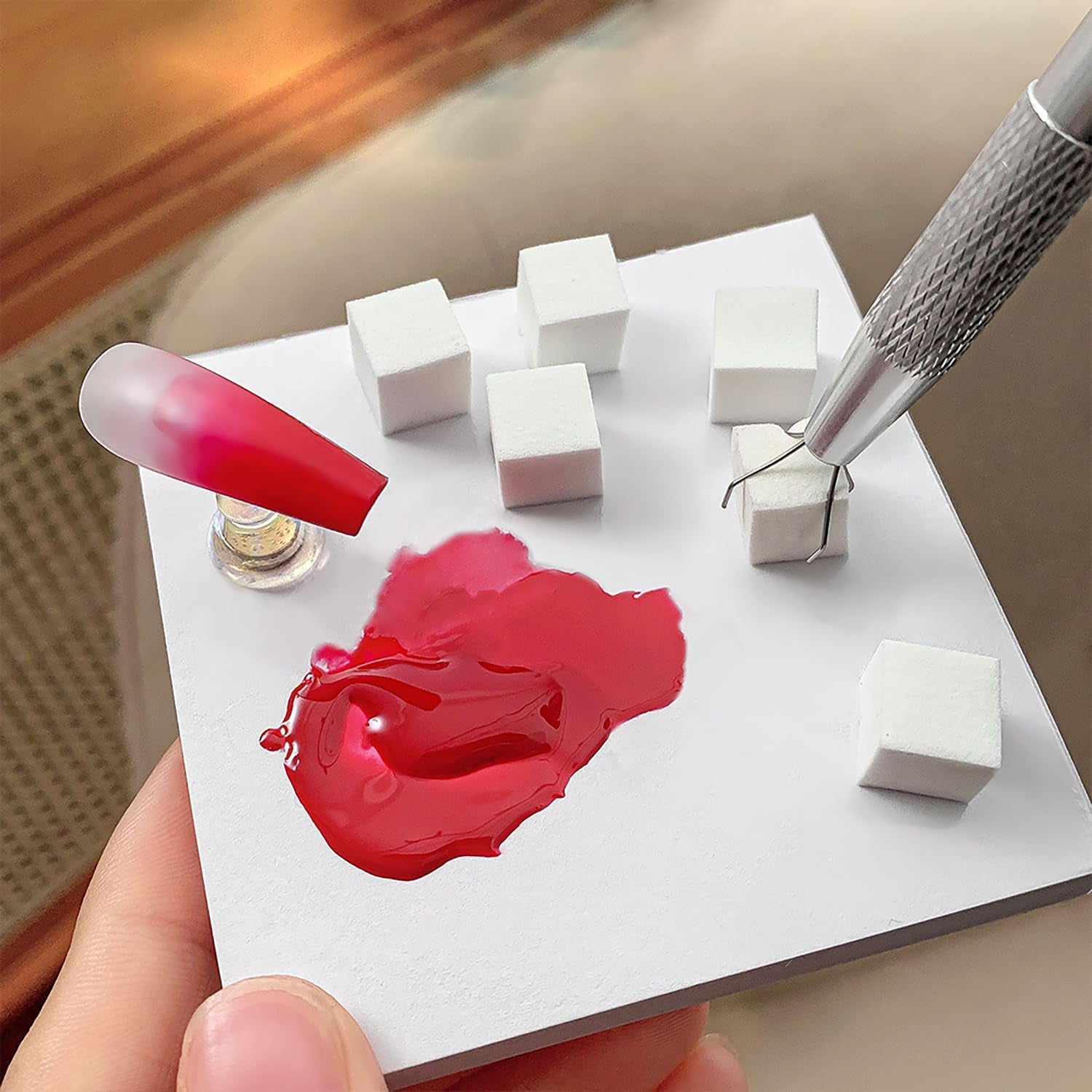 200 pièces Nail Art Schwamm Mit Metallgreifer, Sponge Nagel Pinsel, Nageldesign Zubehör Schwammpinsel, Um Eine Varuandung von Gradient Nail Art Patterns Zu Erstellen (Blanc ?