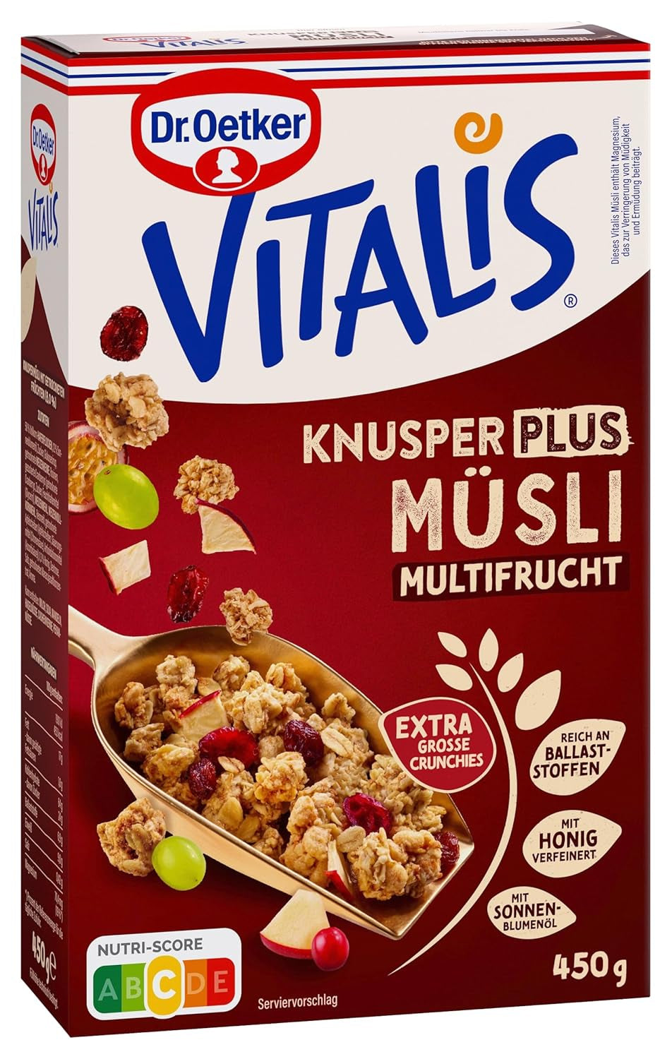 Dr. Oetker Vitalis KnusperPlus Double Chocolate : Muesli croustillant au chocolat au lait et noir, paquet de 7 (7 x 450g)