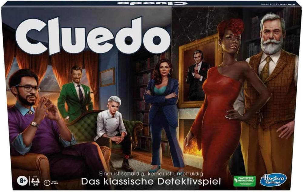 Joc de societate Cluedo Hasbro Gaming pentru copii cu vârsta de 8 ani și peste, joc Cluedo reproiectat pentru 2 până la 6 jucători, joc de detectivi și puzzle, joc de mister perfect pentru