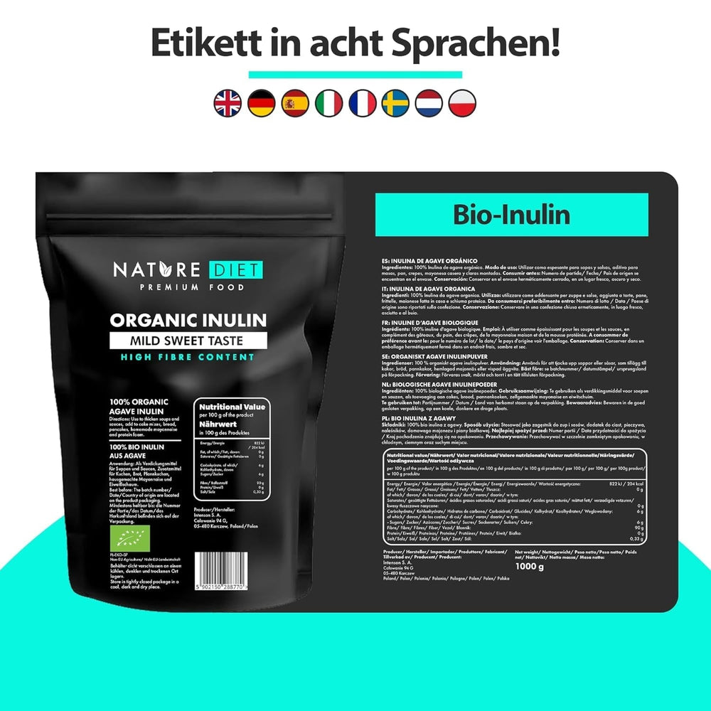 Nature Diet - Bio-Inuline 1 Kg | Aus Agave | Natürliches Präbiotikum Édulcorants Naty Shop