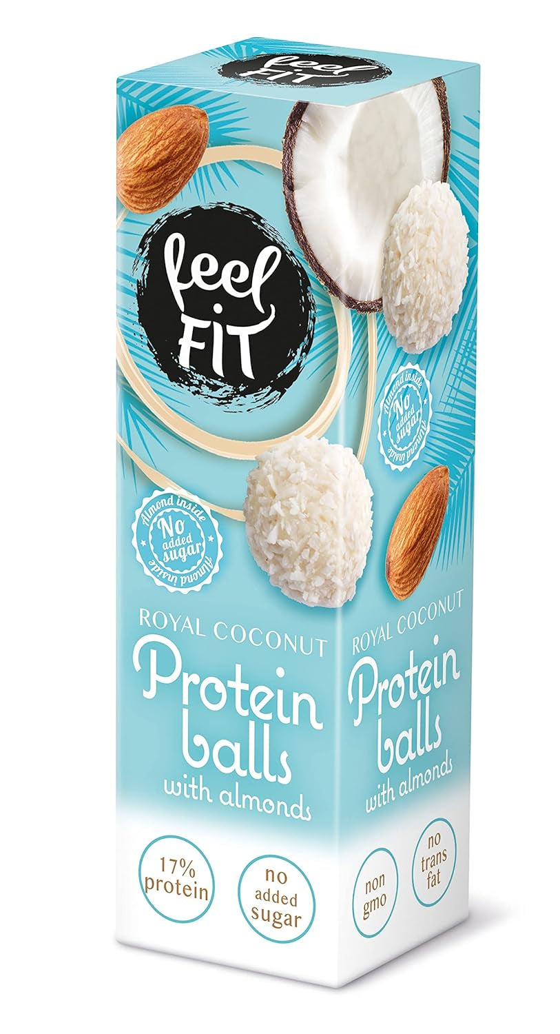 Pralinés noix de coco et amandes sans sucre, feel FIT, sans sucre ajouté, 17% de protéines, 63 g
