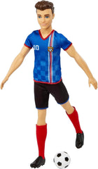 Barbie You Can Be Anything Series Ken Doll Footballeur Cheveux Bruns Ken Doll T-shirt Bleu Football 1X Ken Footballer Doll Enfants Cadeau 3 Ans Jouets Hcn15 Naty Shop Dolls