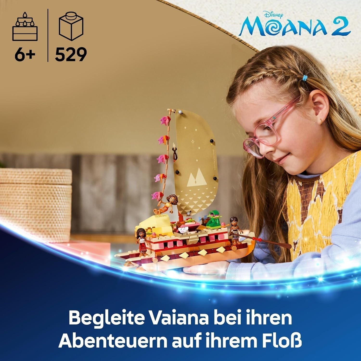 LEGO Ç€ Disney Moana 2 : Le radeau d'aventure de Moana - Bateau jouet avec voiles, pont amovible, feu de camp et 3 mini-poupées dont Loto et Moni - Cadeau pour les filles de 6 ans et plus et les fans - 43270 Jeux de construction Beuche den LEGO-Store