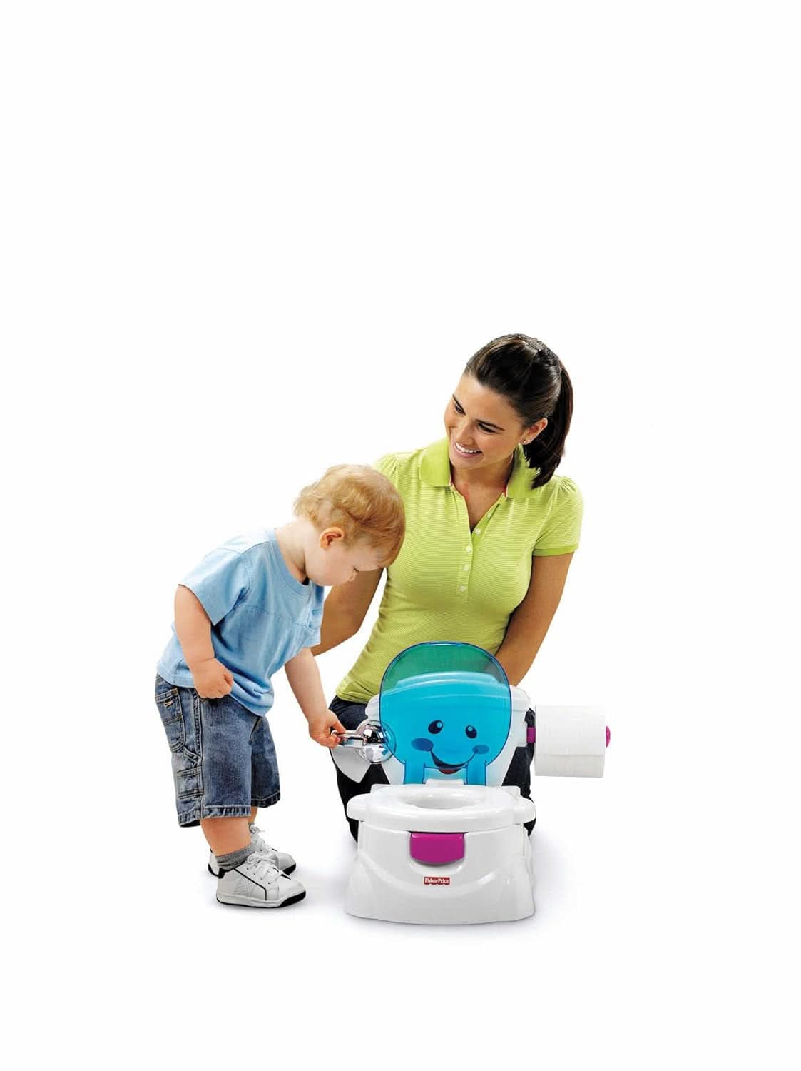 Fisher-Price Meine Erste Toilette, Baby Töpfchen, Mit Musik & Lustigen Sätzen, Tragbare Baby Toilette, Abnehmbarer Toilettenaufsatz, Deutsche Version, Ab 1 Jahr, P4326 Accessoires Alimentation et allaitement Bebe Naty Shop