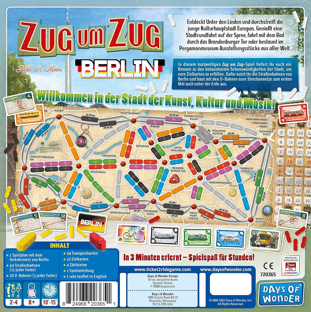 Days of Wonder, Les Aventuriers du Rail : Berlin, jeu familial, jeu de société, 2-4 joueurs, à partir de 8 ans, 10-15 minutes, allemand