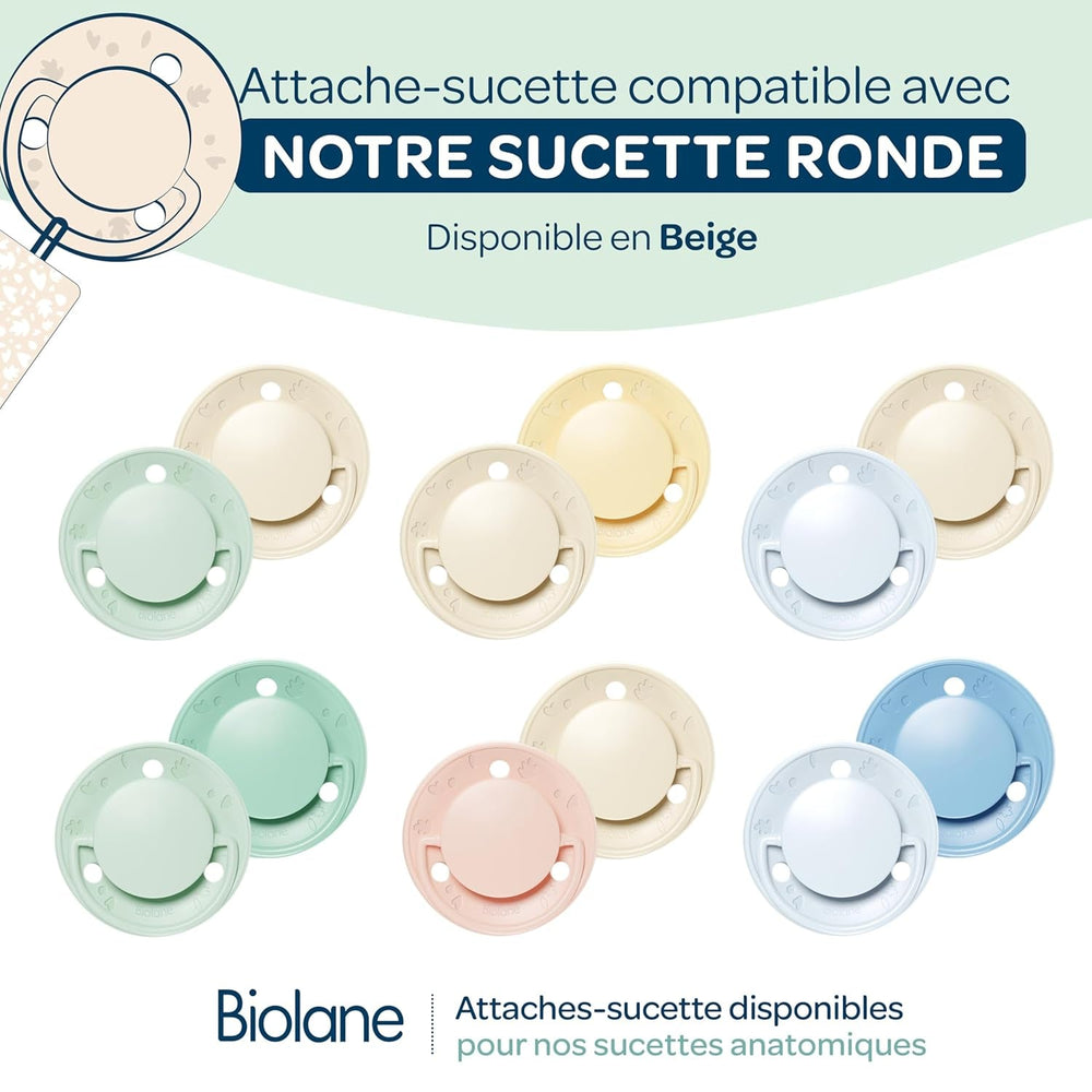 BIOLANE - Tétine ronde - Sucette extra fine - 6+ mois - Bicolore vert - Tétine en caoutchouc naturel - Pour le développement buccal - Douce et confortable