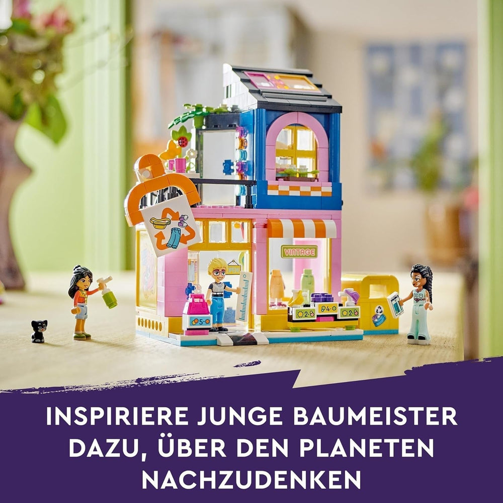 LEGO Friends Ensemble de construction de magasin de mode vintage pour enfants avec magasin de jouets, figurines et chat, modèle de jeu de rôle pour le développement socio-émotionnel, cadeau pour filles et garçons de 6 ans 42614 Jeux de construction Besuche den LEGO-Store