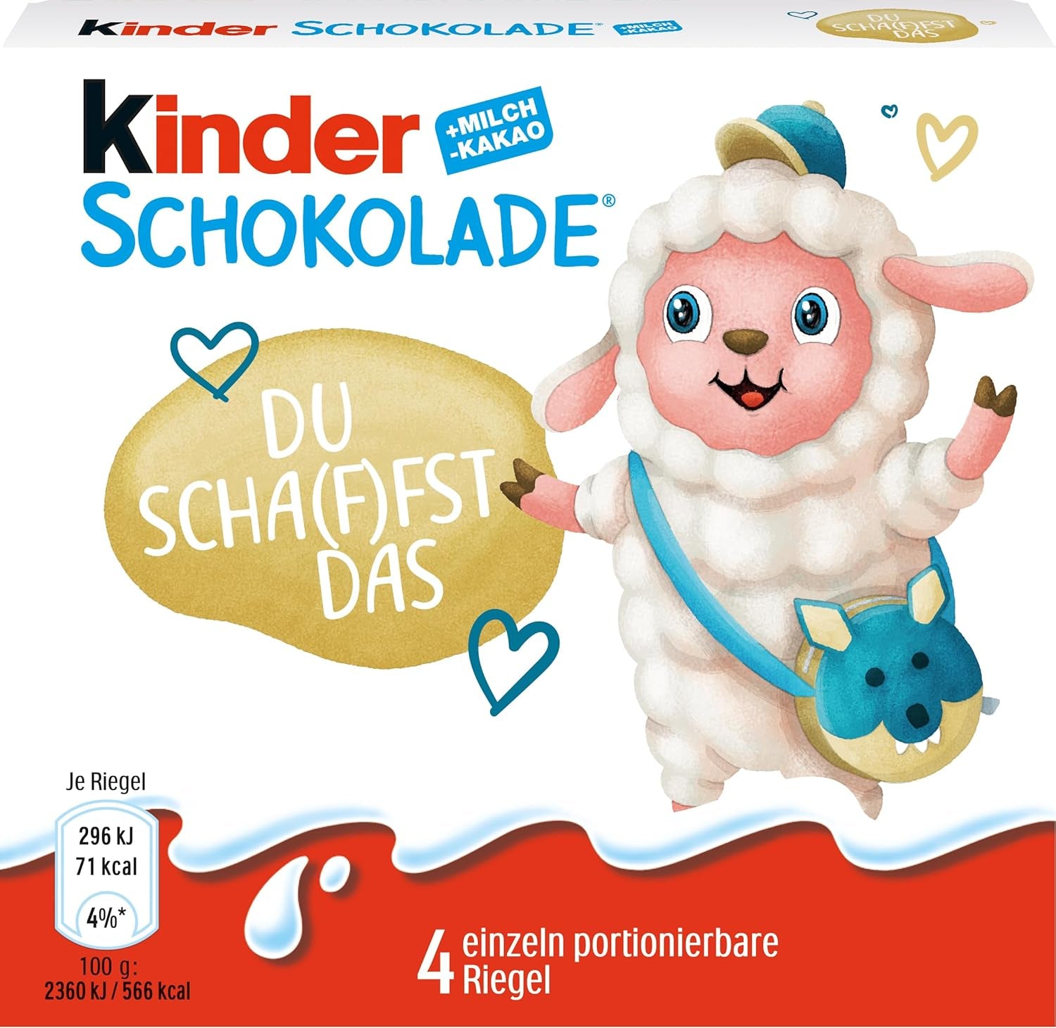 Kinder Chocolate (20 x 50 g) – Cadeau de Saint-Valentin pour elle et lui, bonbons Carnaval et Mardi Gras – Barres de chocolat au lait fourrées – 20 paquets de 4 barres individuelles chacune
