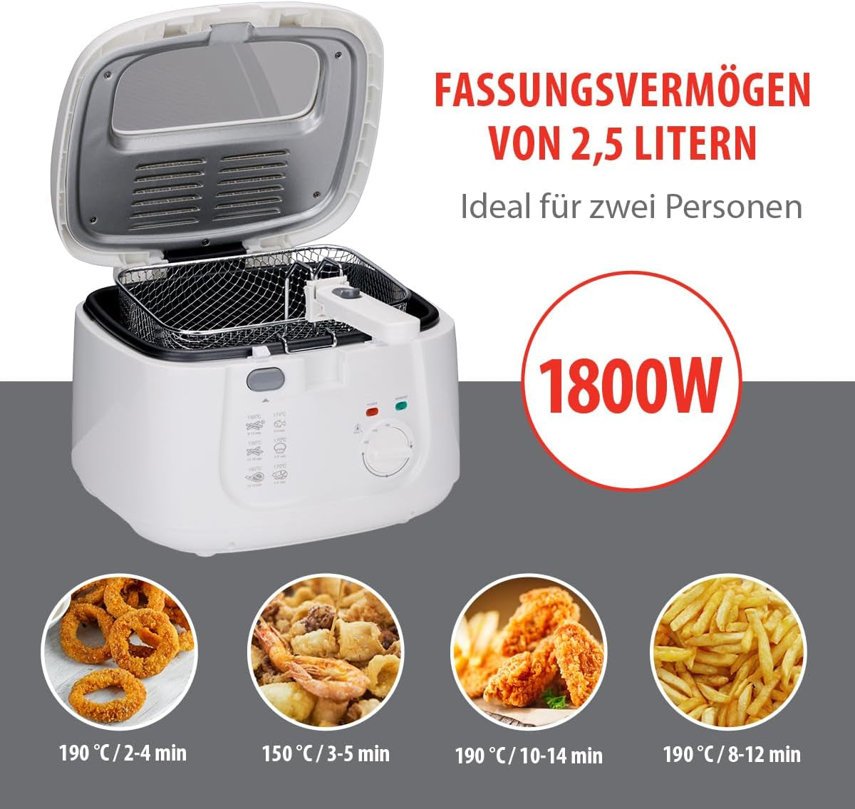 Friteuse Alpina 2,5L DF-165, 1800W - Température réglable jusqu'à 190°C Électroménager Naty Shop
