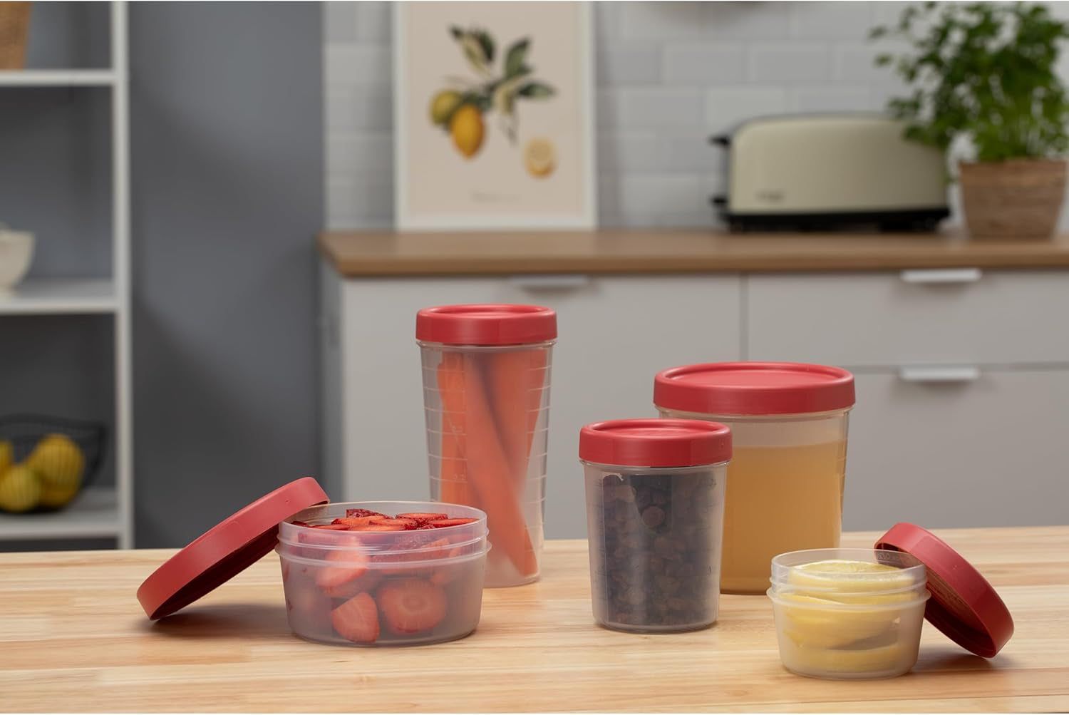 TATAY Bocal de conservation alimentaire, hermétique, capacité 0,4 L, couvercle à vis, sans BPA, passe au micro-ondes et au lave-vaisselle, rouge canneberge. Dimensions : 8,5 x 8,5 x 11,1 cm Boîtes de conservation alimentaire Naty Shop
