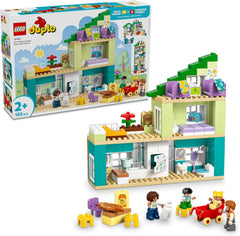 LEGO DUPLO 3-in-1 Modernes Familienhaus mit Figuren - Kleinkinder Lernspielzeug für Feinmotorik - Montessori Spielzeug mit Puppenhaus Zubehör - Geschenk für Mädchen und Jungen ab 2 Jahren - 10470