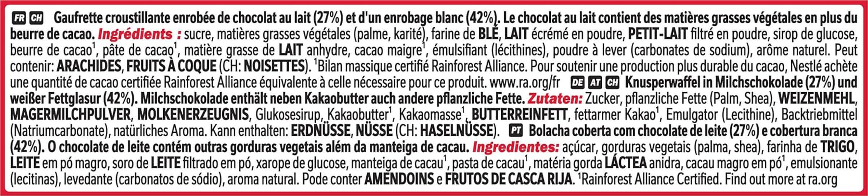 Nestlé Chunky Funky, gaufrette croustillante au chocolat au lait, paquet de 24 (24 x 40g)