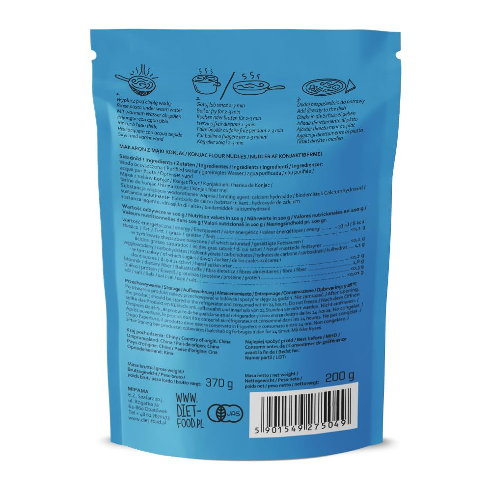 DIET-FOOD Riz shirataki konjac instantané, faible en glucides, faible en calories, végétalien, sans gras, sans soja, sans gluten, compatible céto, nouilles de riz amincissantes, 200 grammes