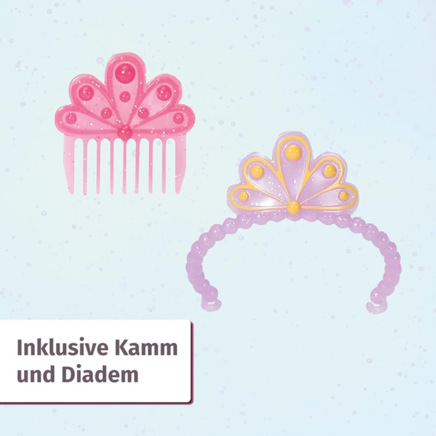 BABY Born Little Sister Mermaid 46 cm Poupée sirène imperméable avec cheveux longs et nageoire scintillante mobile, avec jouet. diadème et peigne, 833681 Zapf Creation Dolls Naty Shop