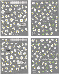 Autocollants pour ongles en forme de marguerites blanches en relief 5D, autocollants pour ongles, feuilles de fleurs, autocollants pour Nail Art, accessoires de décoration d'ongles, autocollants de conception de fleurs, Nail Art