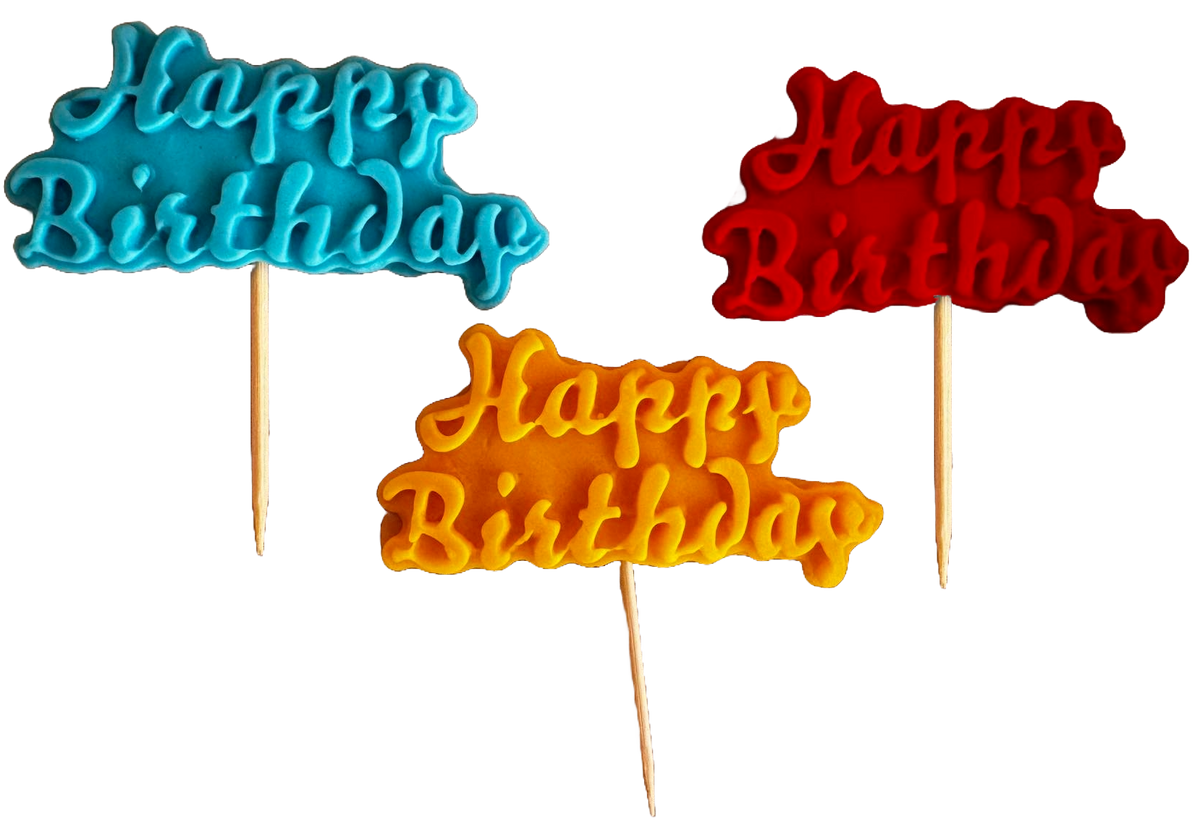 Set 3 decoratiuni comestibile din pasta de zahar, Happy Birthday Decoratiuni din Pasta de Zahar Naty Shop