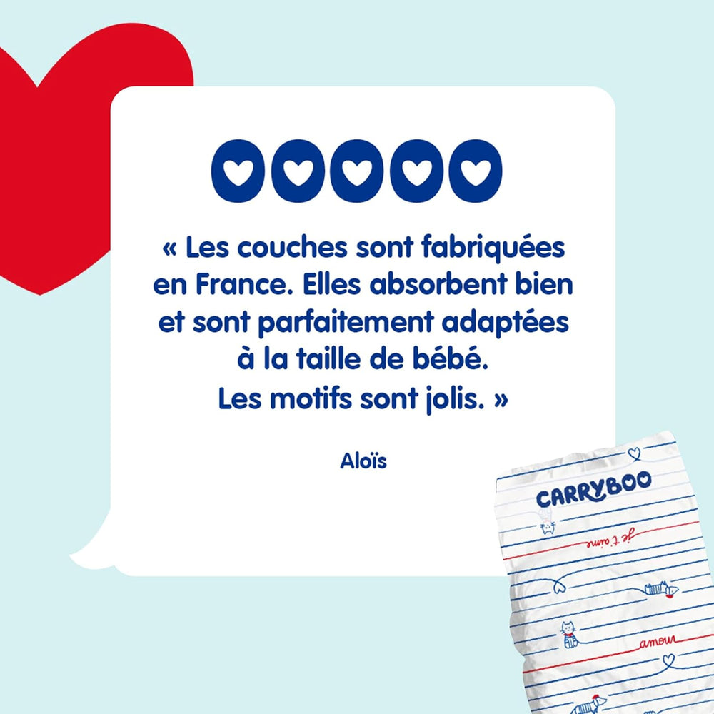 - Couches taille 4+ (9-20 kg) - saines et très absorbantes - étanche 12 heures - sans substances indésirables - fabriquées en France - prix abordable - 126 couches jetables