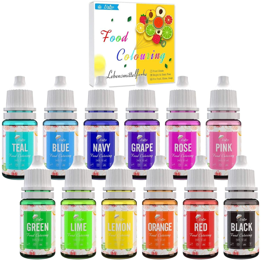 Lot de 12 colorants alimentaires liquides, 10 ml de chaque couleur Naty Shop Default Title