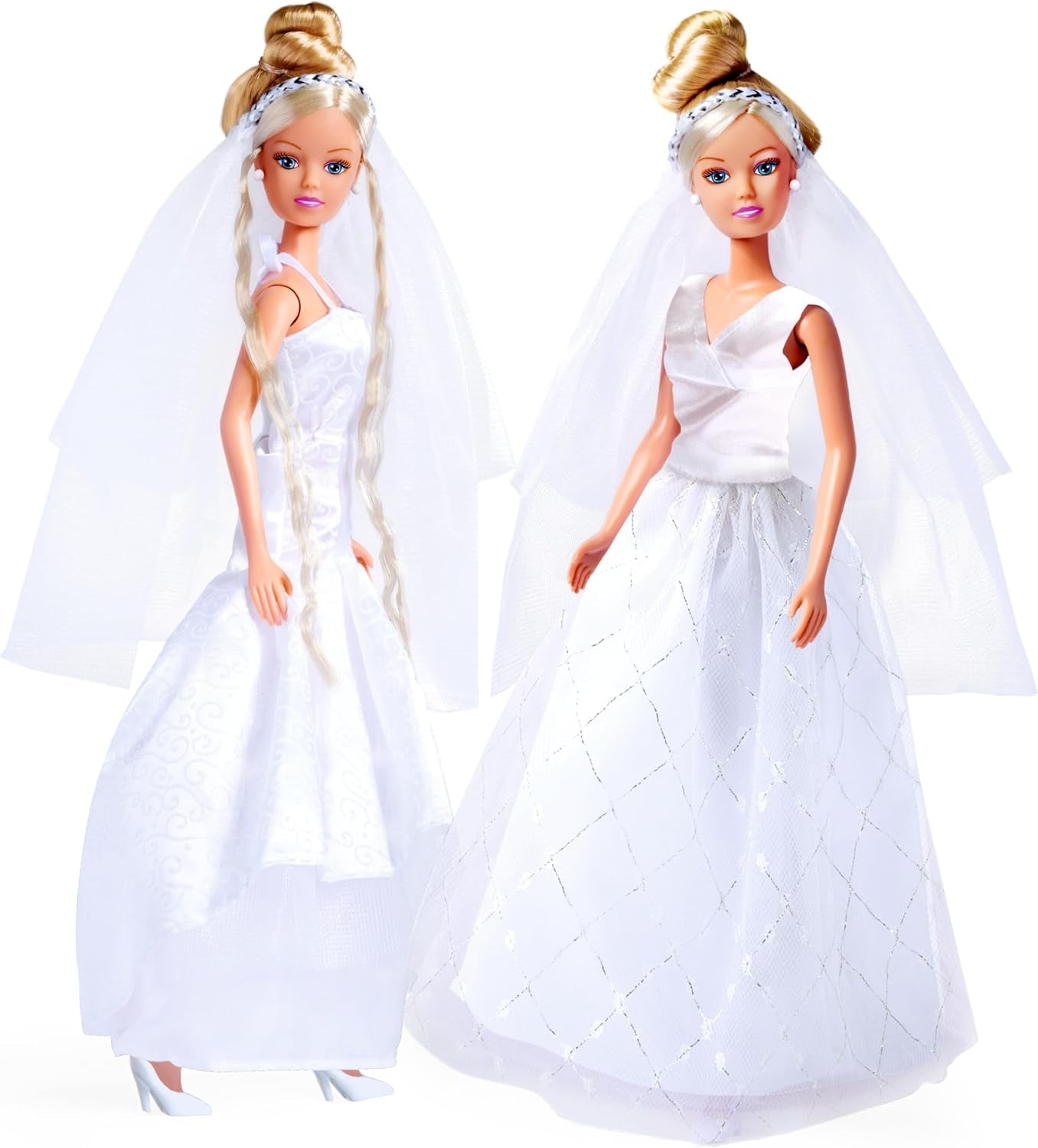 Simba 105733414 - Robe de mariée Steffi Love, 2 modèles assortis, Un seul article fourni, Poupée dans une belle robe de mariée, 29 cm, à partir de 3 ans