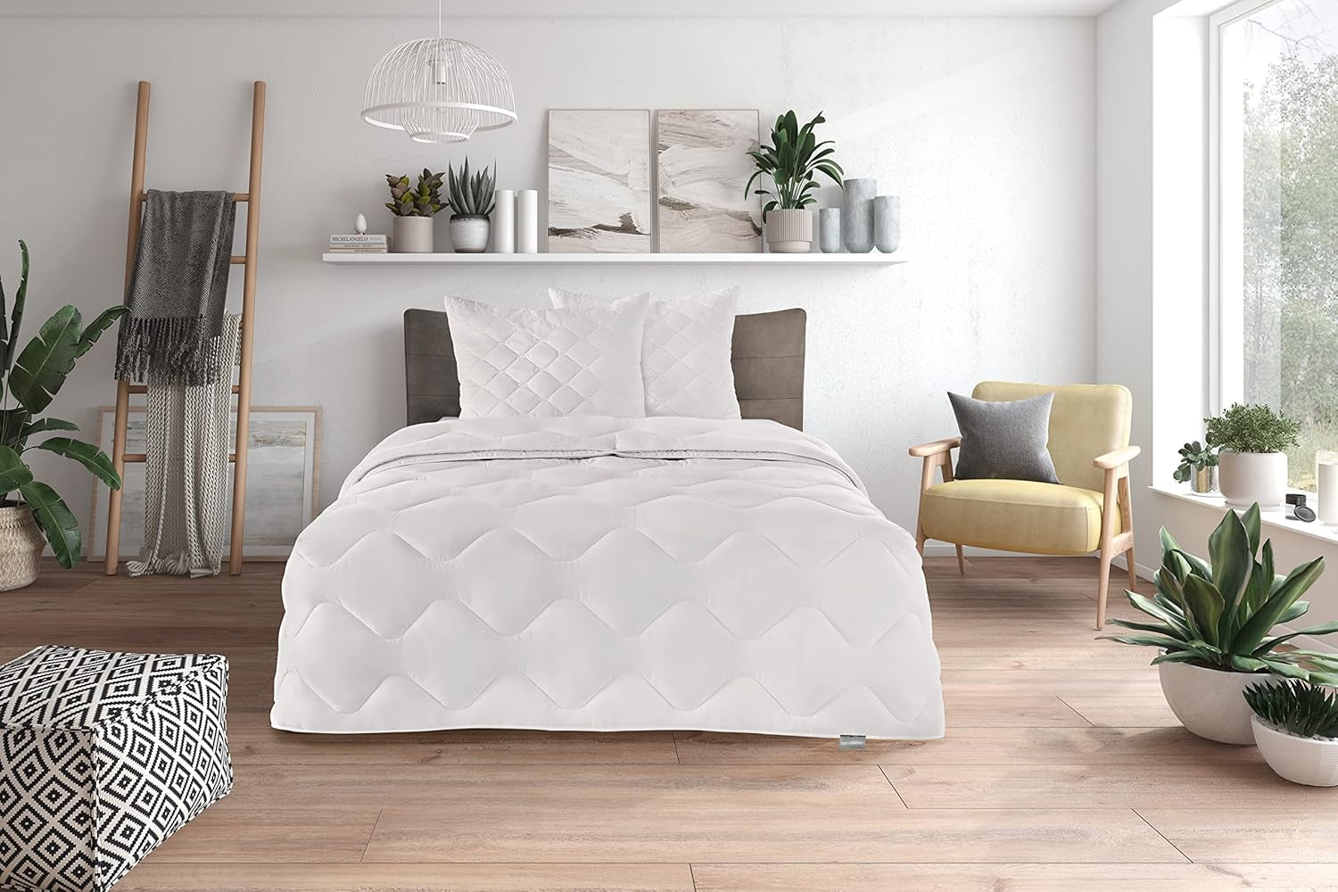 Traumnacht Cosy - Parure de lit 4 saisons, 1 X couette divisible 135 X 200 et 1 X oreiller 80 X 80 Cm, certifié Öko Tex, blanc, développé en Allemagne, (pack de 2) Naty Shop Couettes et couettes 4 saisons 200 X 200